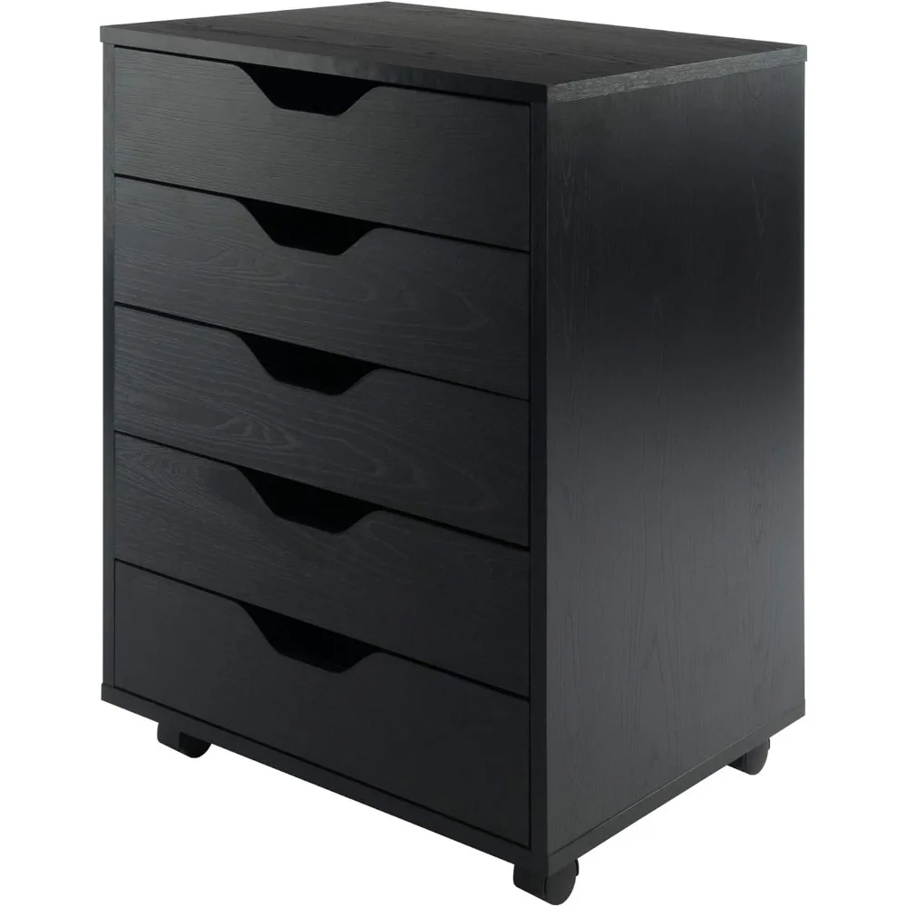 #Halifax 5-Drawer Storage Cabinet Organizer with Lock Black Steel Filing Chest for Home Office
