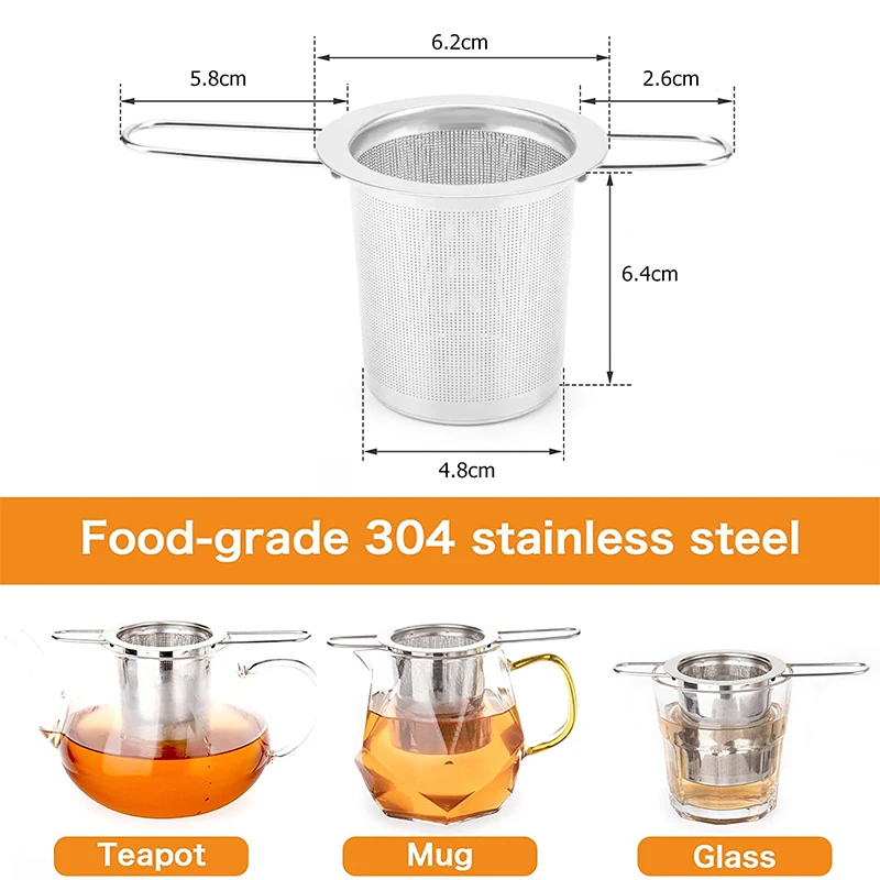 LMETJMA Tea Infuser Stainless Steel Tea Strainer Folding Handle Tea Filter Fine Mesh Strainer Basket for Loose Leaf Tea JT24