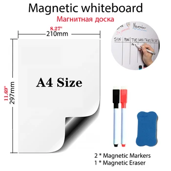 לוח לבן מגנטי בגודל A4 למקרר ו...