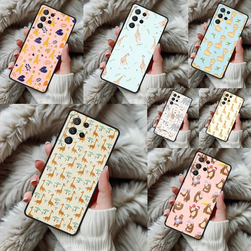 Cute Baby Giraffe Phone Case For Samsung Galaxy S24 S25 S26 Ultra S22 S23 Plus S21 S20 FE Note10 TPU Cover