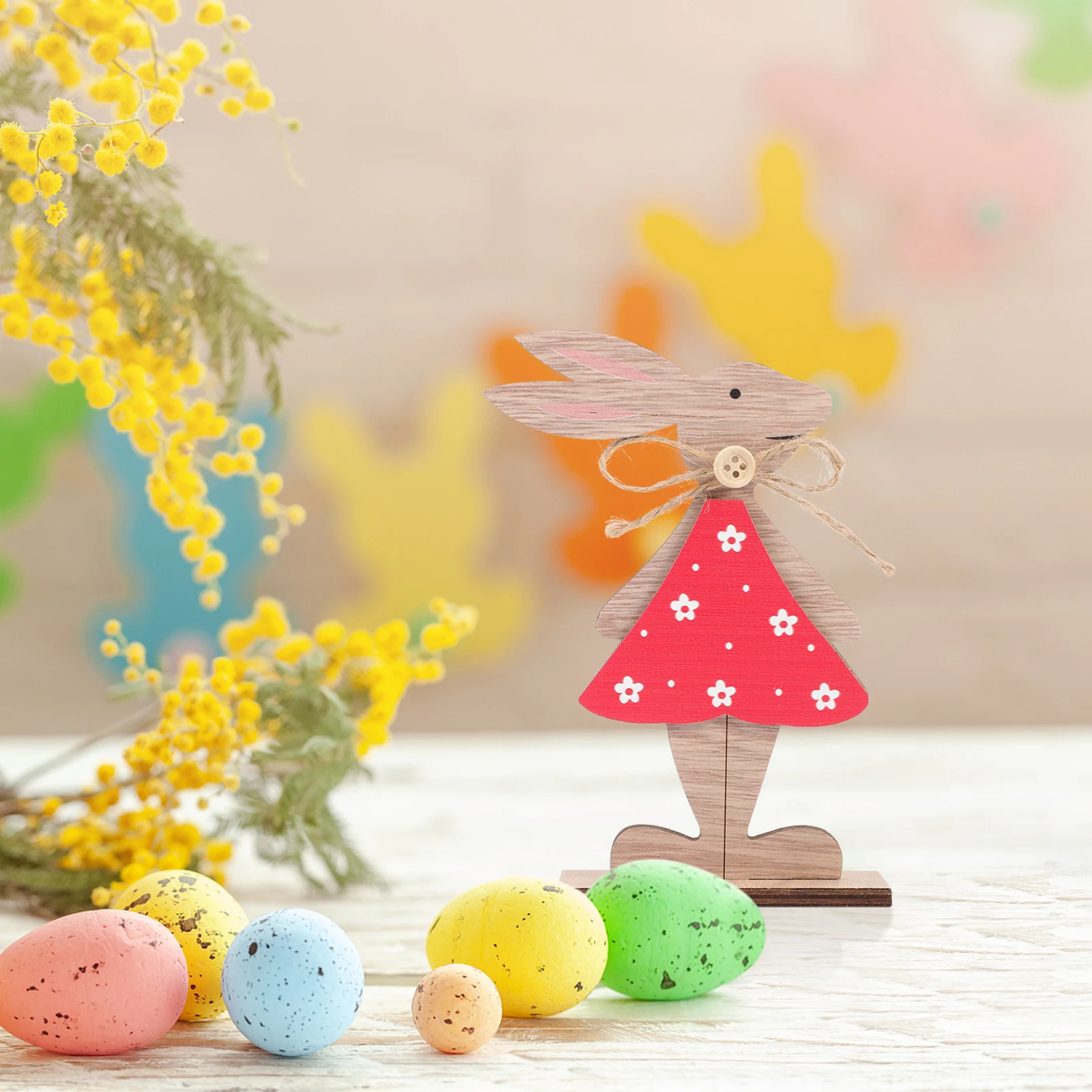 

2Pcs Adorable Wood Easter Bunny Decoration Spring Table Centerpiece for Parties