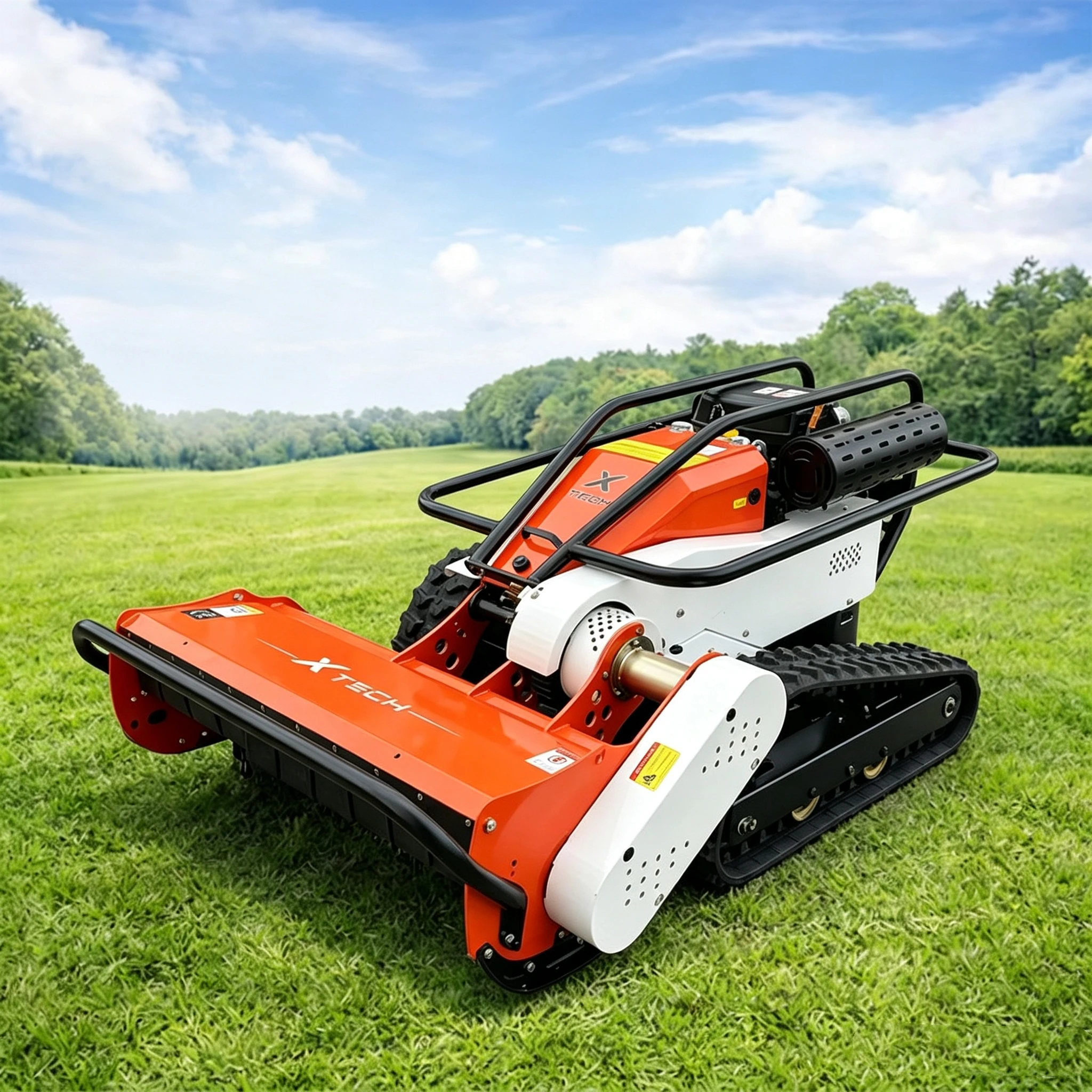 Remote Controlled Diesel Tracked Mulcher Multifunction 800mm 1000mm Grass Cordless Electric Lawn Mower With Battery