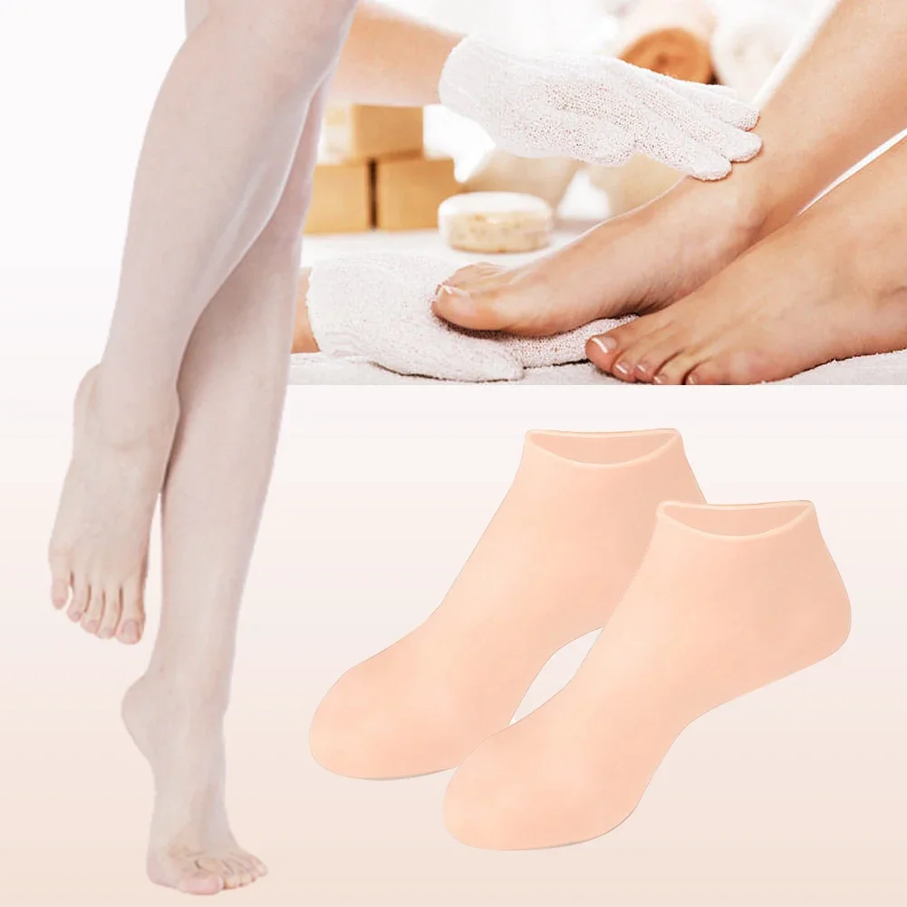 실리콘 풋 케어 양말, 갈라짐 방지 보습 젤 양말, 갈라진 각질 제거, 보호대 통증 완화 페디큐어 도구, 2 개, 4 개