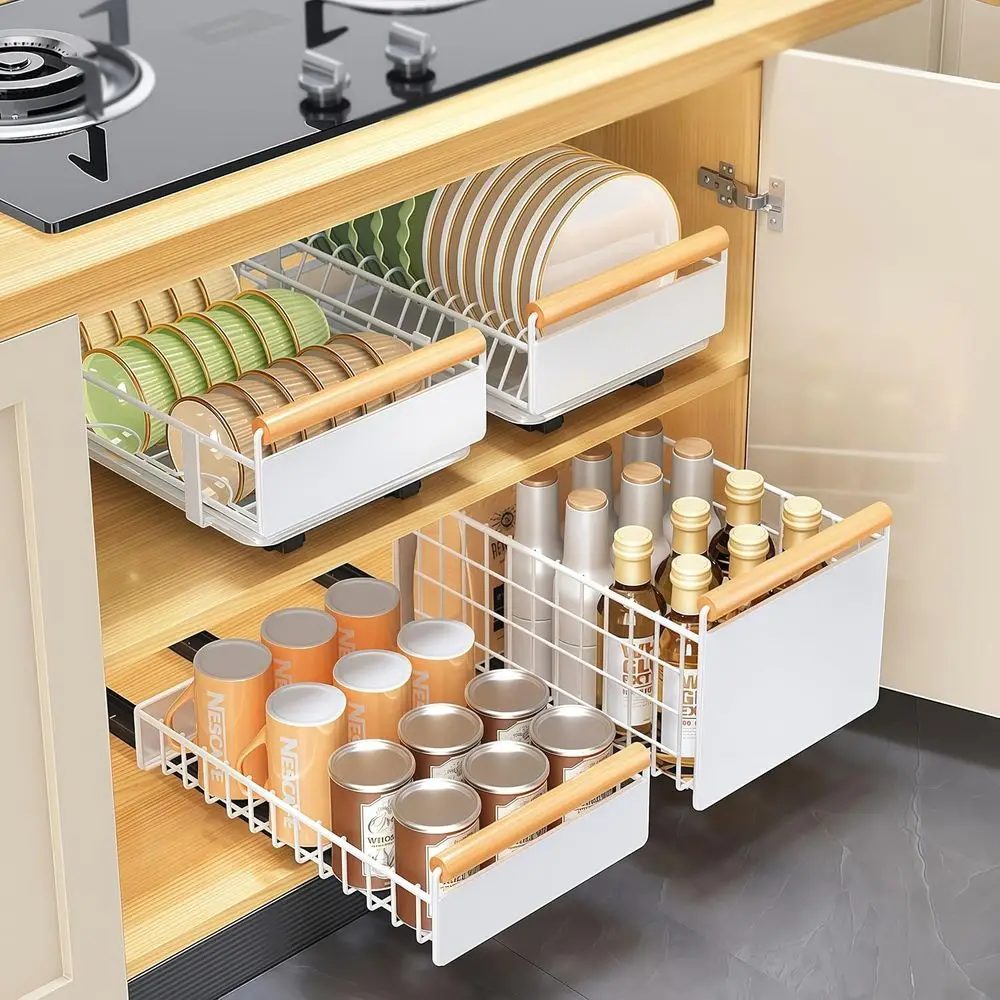 

Pull-Out Dish Rack, Plate & Pot Lid Organizer, Slide Out Dish Drying Rack or Kitchen Cabi, Pull Out Der or Kitchen Under Sink