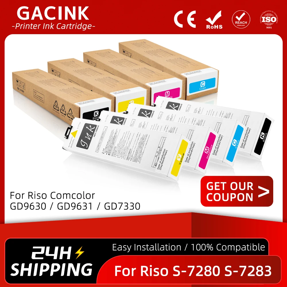 Compatible Ink Cartridge For Riso Comcolor GD9630 GD9631 GD7330 Inkjet Printer S-7280/7281/7282/7283/7284UA (6 Color Optional)