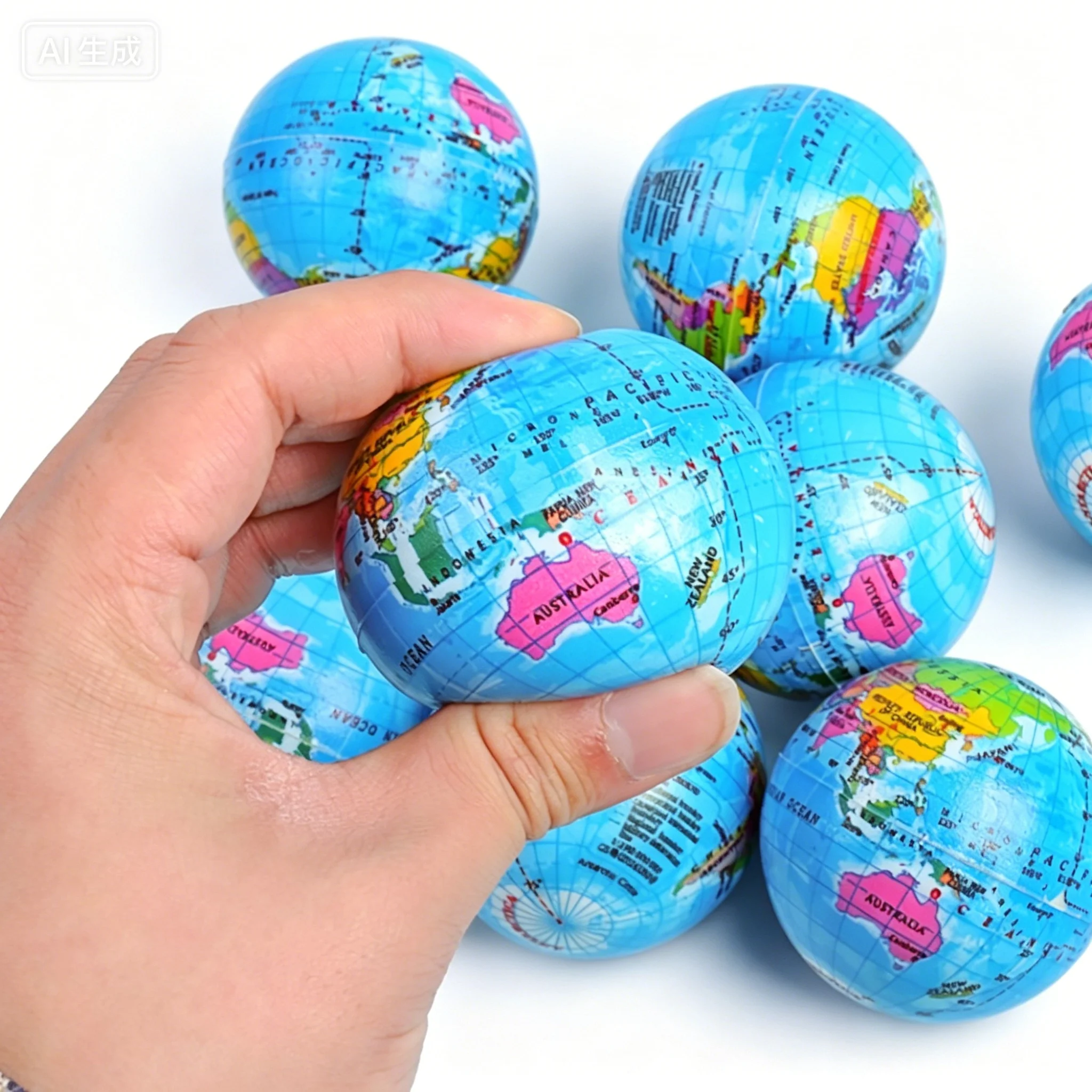 6/12 Pièces Mini Balles Anti-Stress Terrestres en PU, Globes pour Exercices des Doigts, Jouets Éducatifs Scientifiques en Mousse, Cadeau pour Adultes