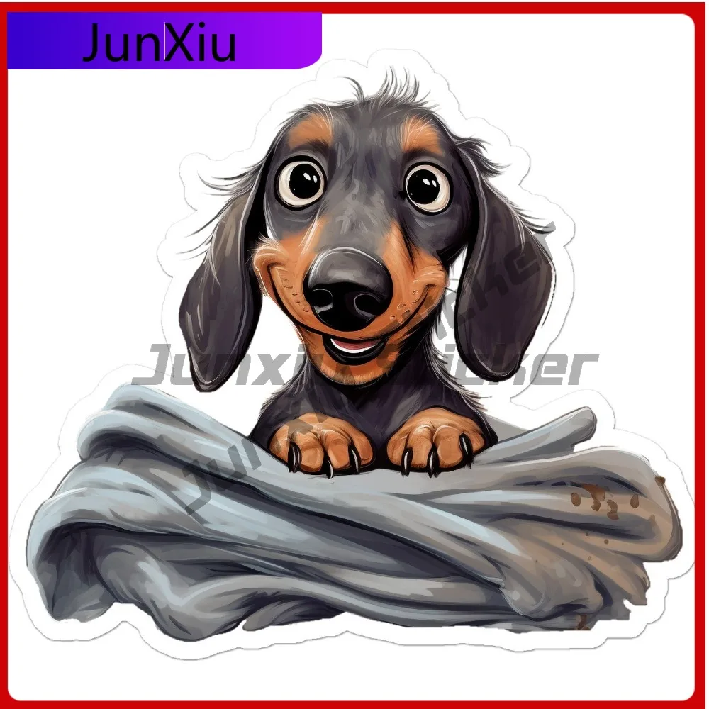

Cute Dachshund Puppy Funny Must Have Scratch Resistant Modern Motorcycle Decal Accessory Waterproof Vinyl Car Laptop Window