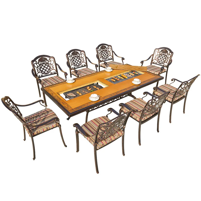 

LMM outdoor cast aluminum tables and chairs five-piece balcony villa leisure courtyard wrought iron tables and chairs