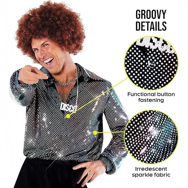 New Performance Nightclub Men's Shirt, Glossy Men's Long-sleeved Shirt Source Sequined Shirt