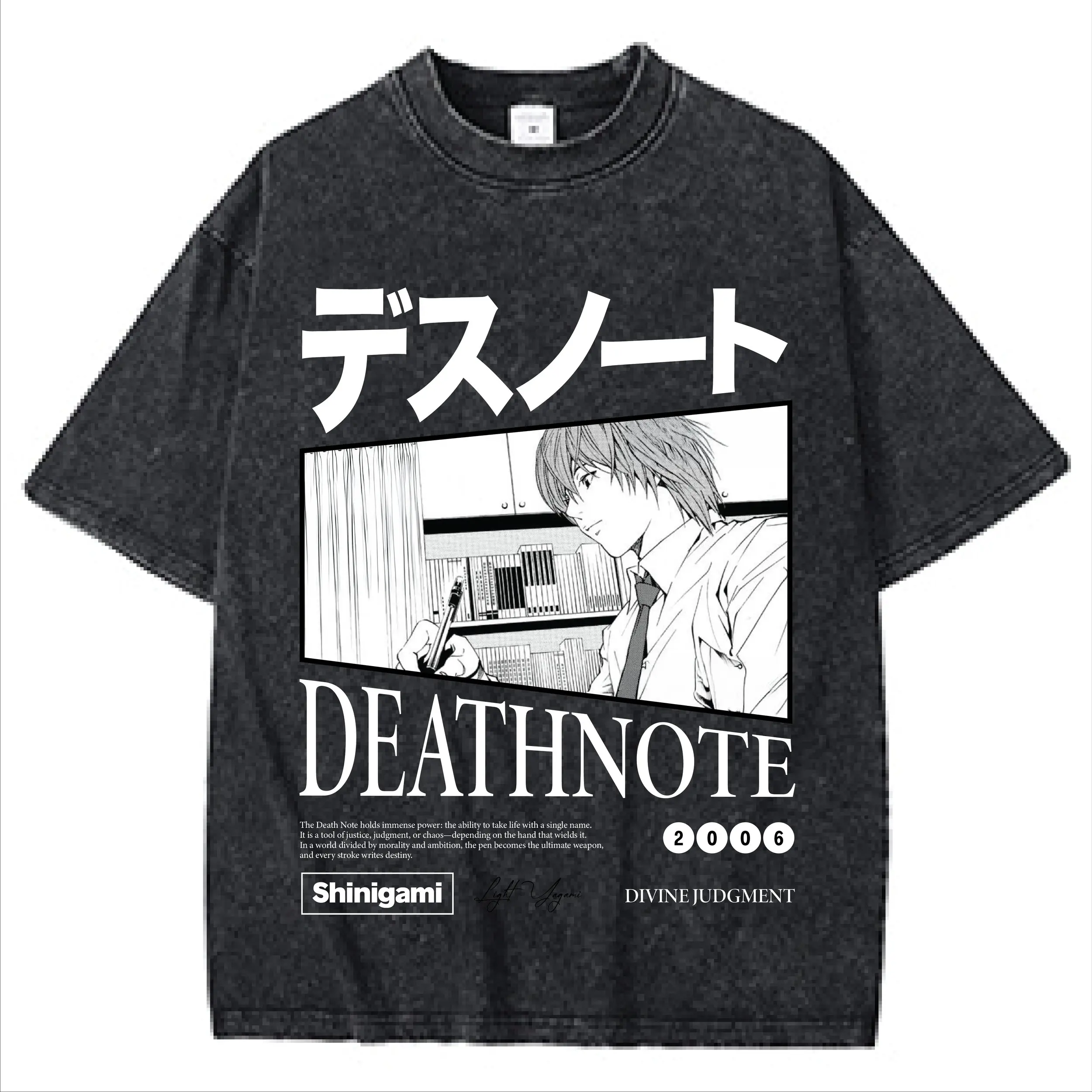 

Oversized Vintage Washed T-shirt Japanese Anime Men's Short Sleeve Graphic Tee Streetwear Casual Top Summer Fashion Y2k Clothes