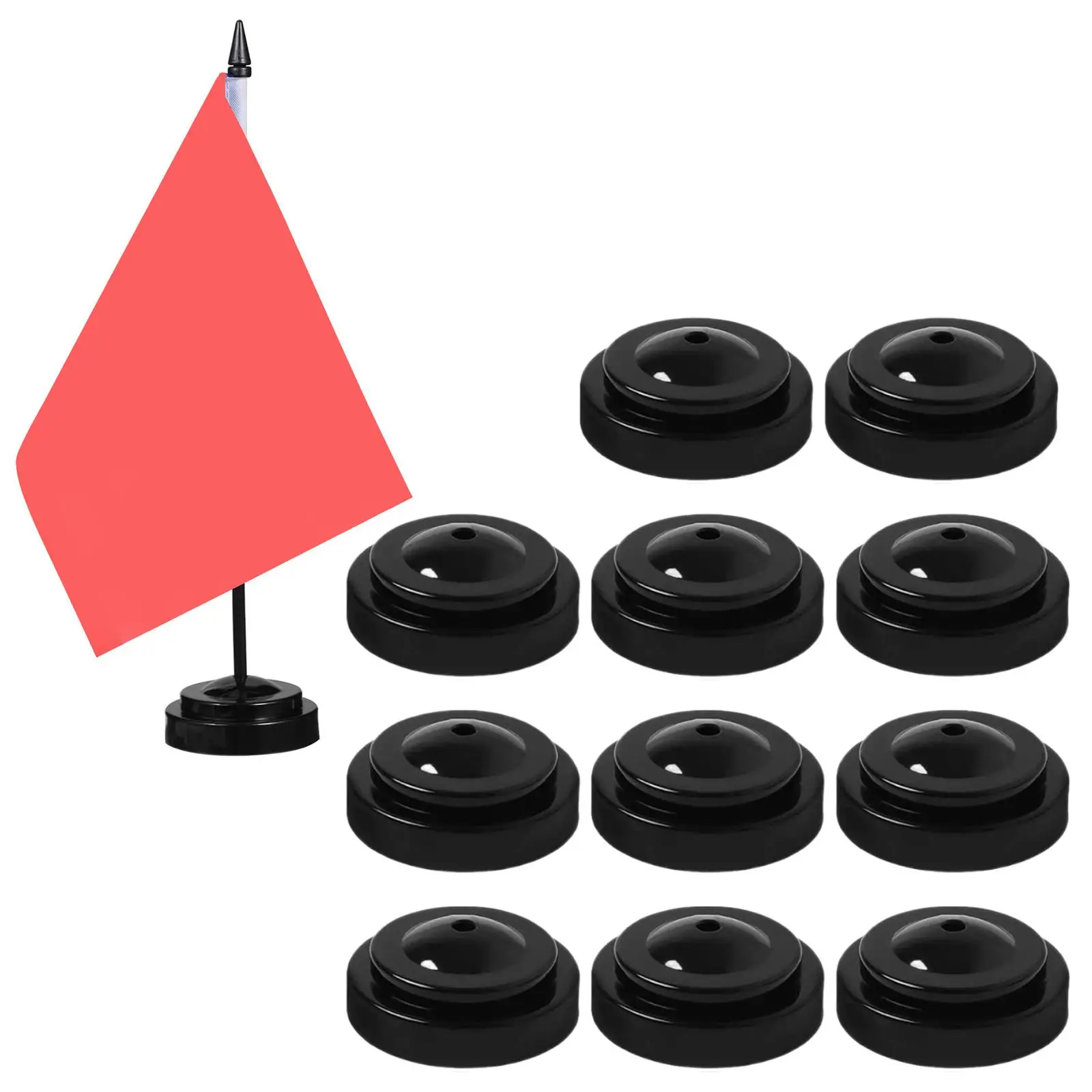 10 Pieces Miniature Flag Stand Small Flag Base Accessories 6.3x2.2cm Top Aperture 6mm for Living Room, Conference Room Sturdy