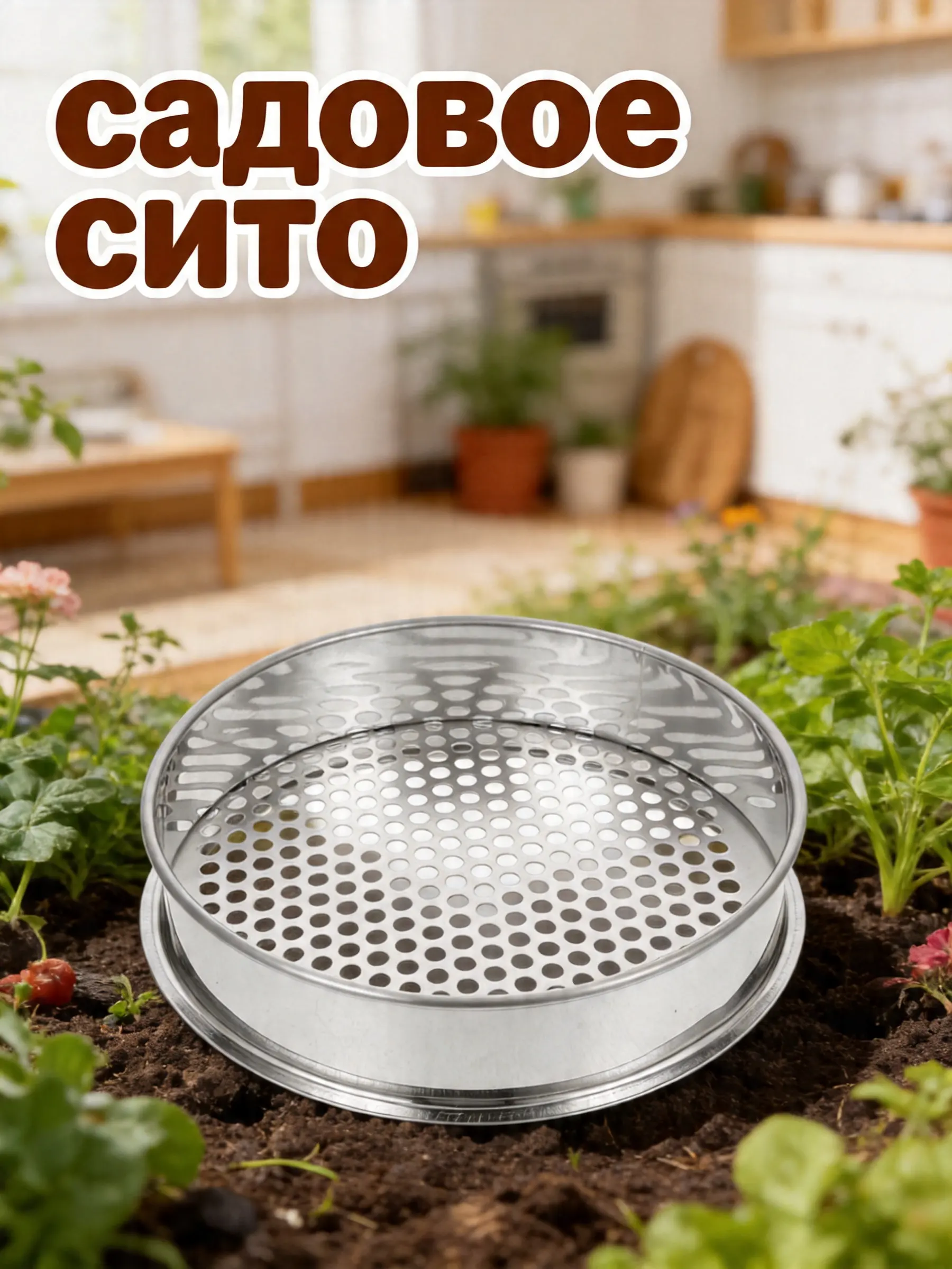 Round Soil Sifter Stainless Steel Gardening Pan 20Cm Mesh Sieve Garden Compost Rock Dirt Sand Gravel Sorting Tool