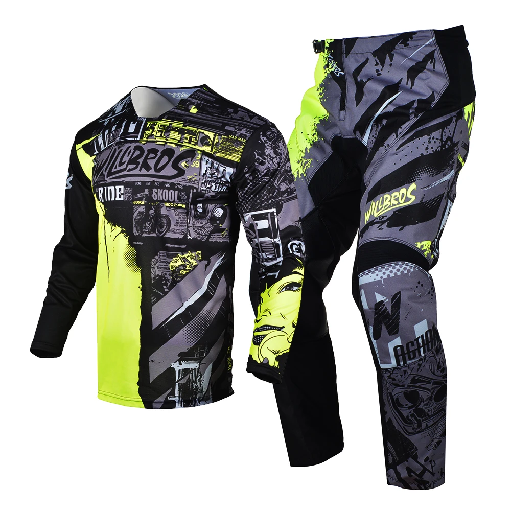 Willbros Offroad MX Motocross Jersey and Pants Set Dirt Bike Mountain MTB DH SX Enduro Riding Gear Combo