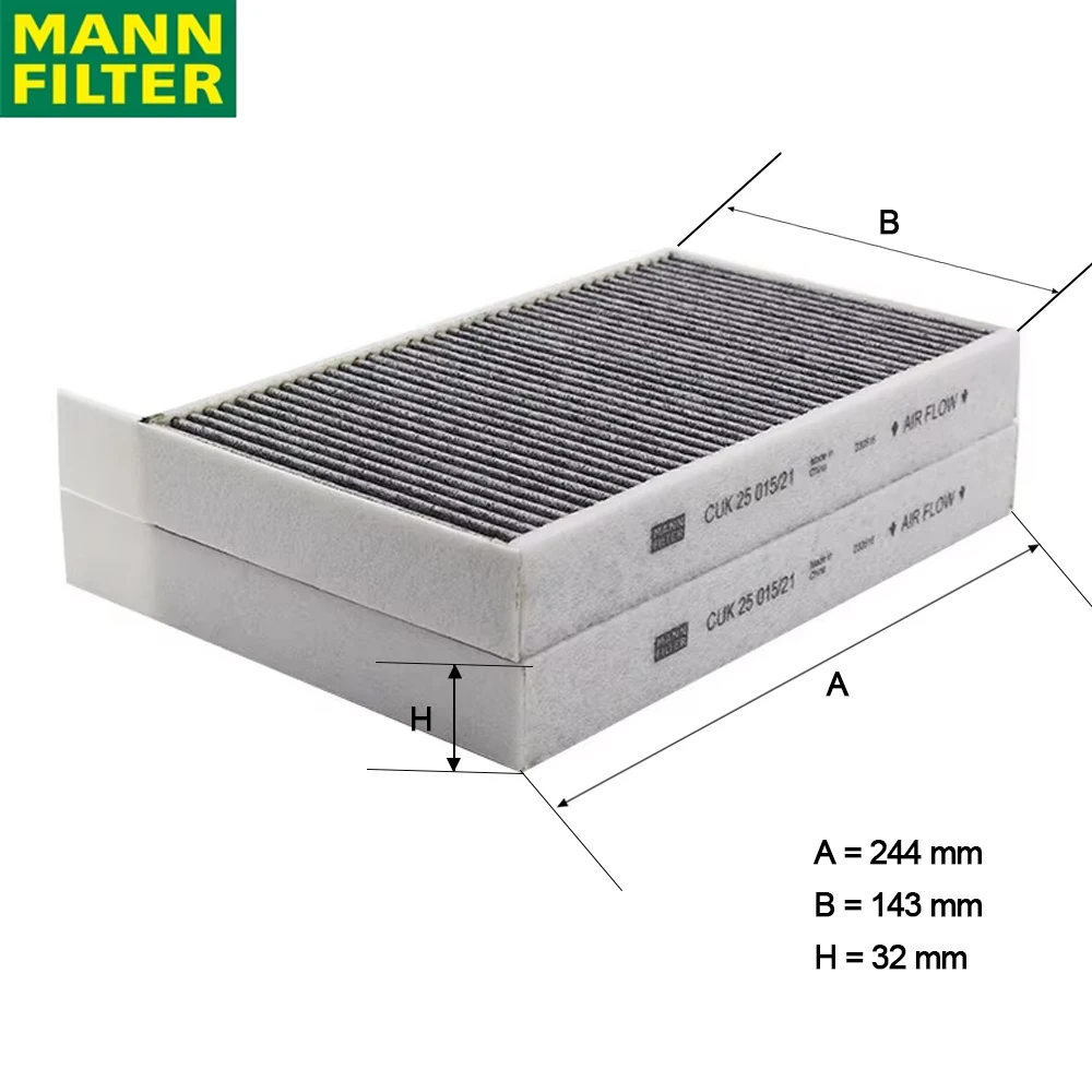 

MANN FILTER CUK25015/21-2 Activated Carbon Built-in Cabin Filter For TESLA MOTORS Efficiently filter particles 110768100C(2PCS)