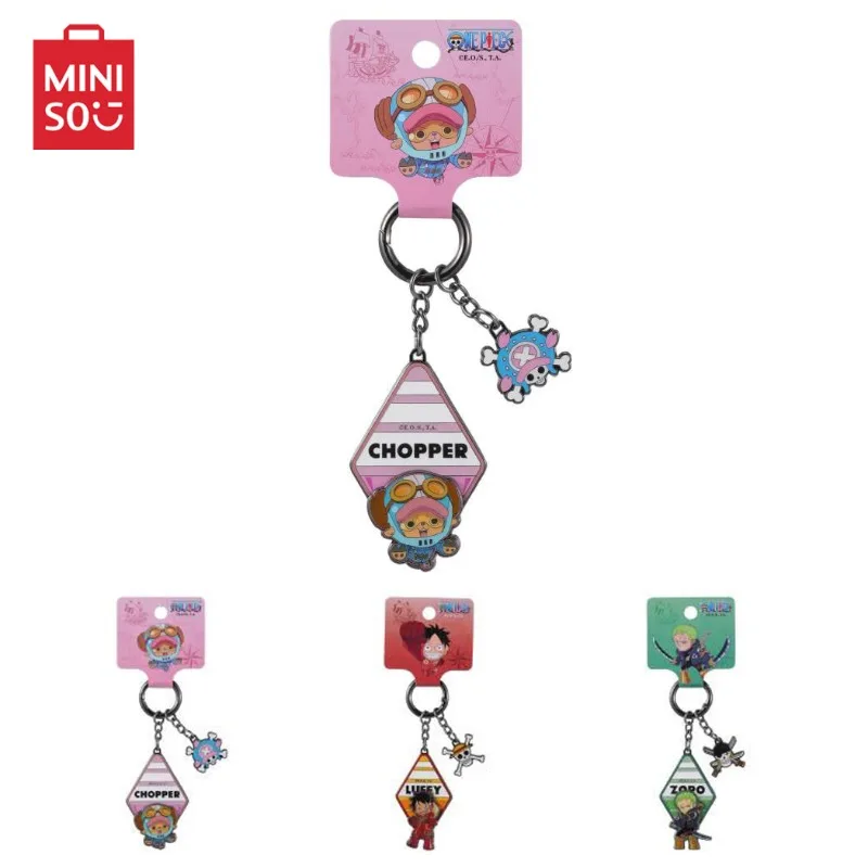 

Miniso One Piece Keychain Luffy Zoro Chopper Metal Key Chain Cartoon Anime Figures Keyring Pendant Backpack Decorations Toy Gift