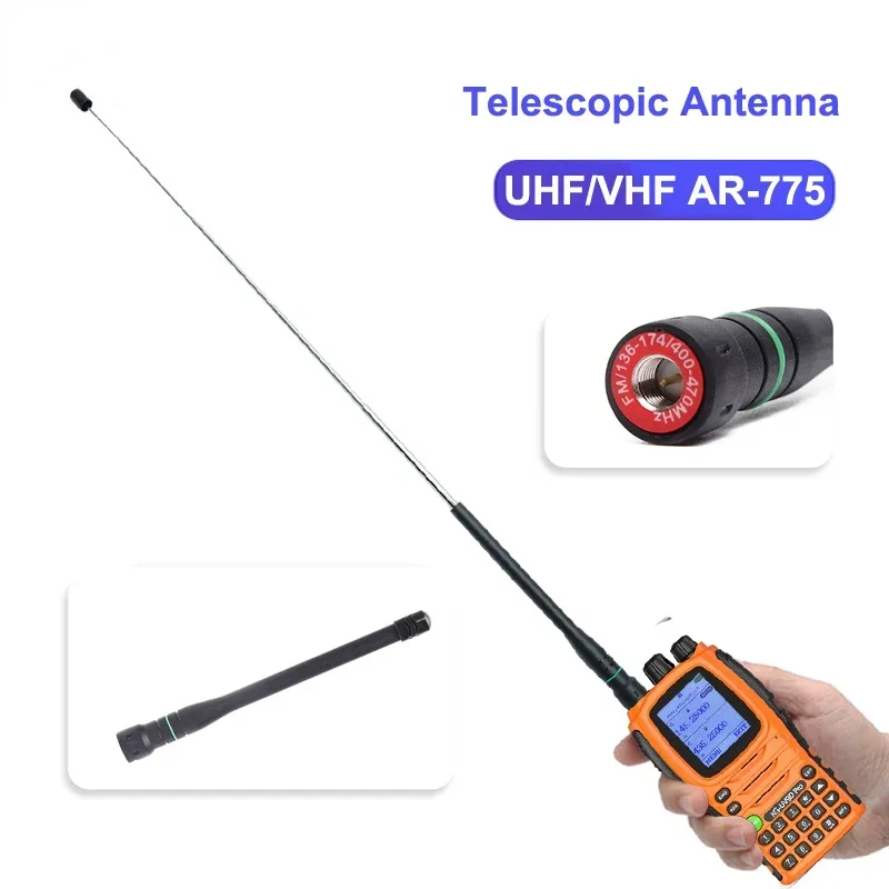 

AR-775 High Performance Communications Antennna for Walkie Talkie Handheld Radio Antenna SMA Male 144/430M UHF/VHF Dual Band