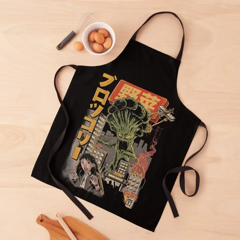 

Broccozilla Black Version Apron kitchen jacket woman Kitchen Apras Man Kitchen Novel Accessories Apron