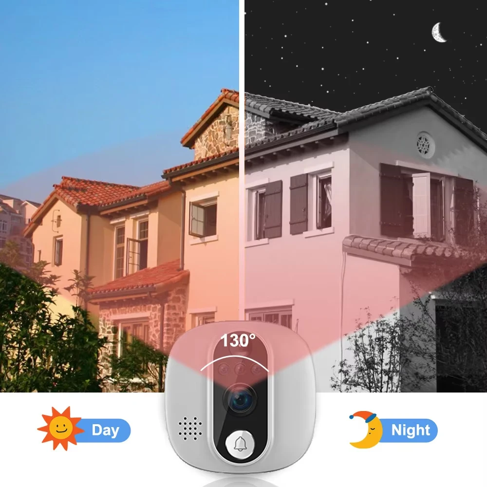 Tuya 1080P WiFi Door Bell Camera Google Alexa Smart Life Video Peephole PIR Motion Detector Digital Door Viewer with Intercom