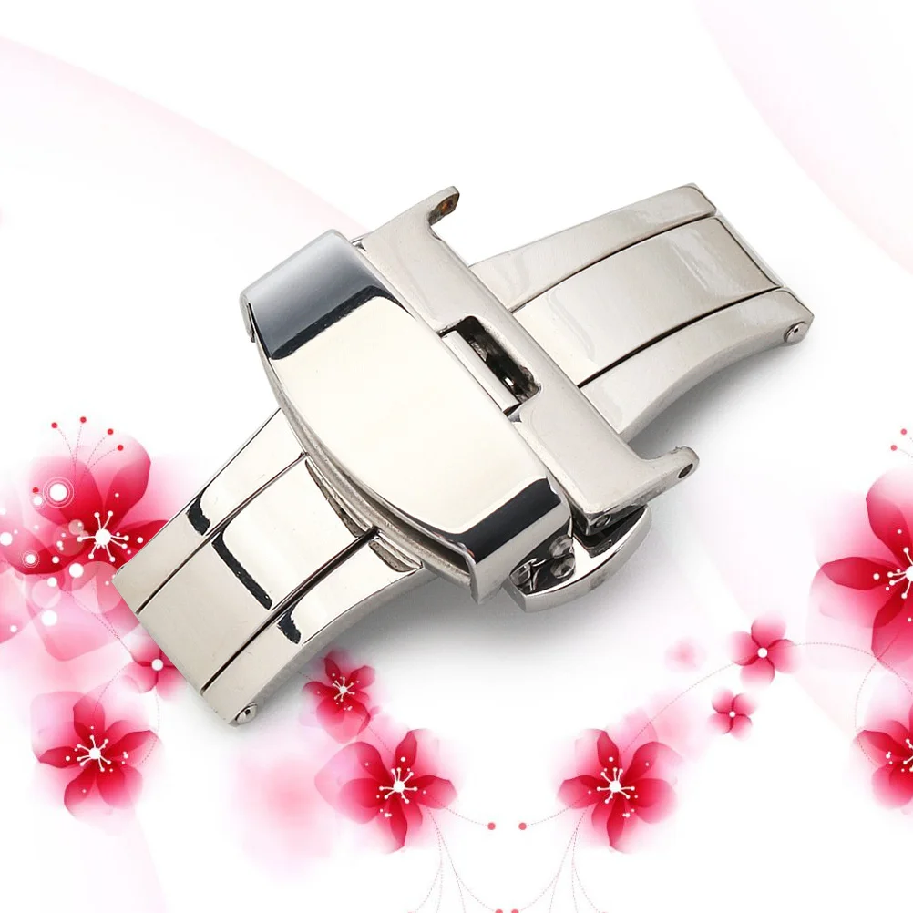 

20mm Stainless Steel Double Press Clasp Polished Butterfly Buckle Suitable for 2mm Straps Non-Automatic Elastic Belt Buckle