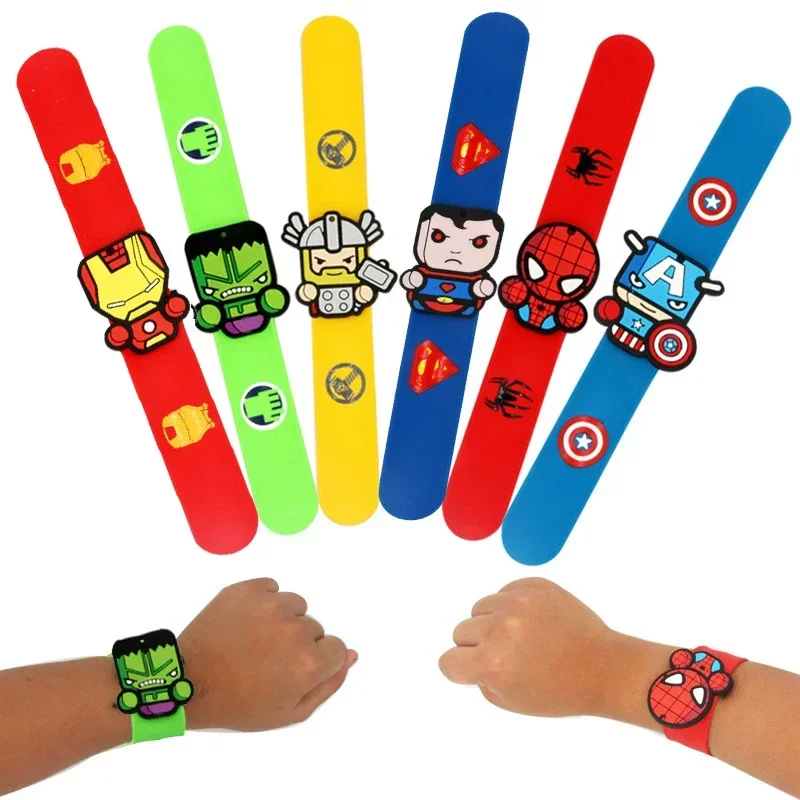 Disney Cartoon Bracelet Spiderman  Anime Figure Wristand Slap Bracelets for Gifts Boys girl Toys