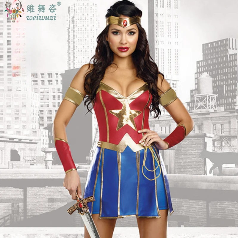 

Movie Wonder Woman Cosplay Uniform Skirt Halloween Party Justice Wonder Fantasia Fancy Dress League Superhero Superwomen Costume