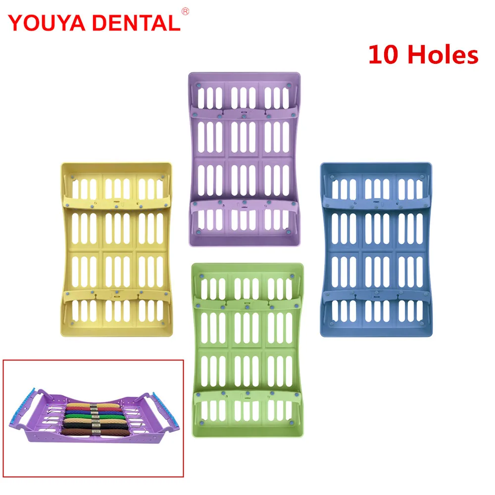 플라스틱 치과 살균 상자, 기구 충전 주걱, 치과 소독 트레이 홀더, 비 오토클레이브 가능, 10 홀 