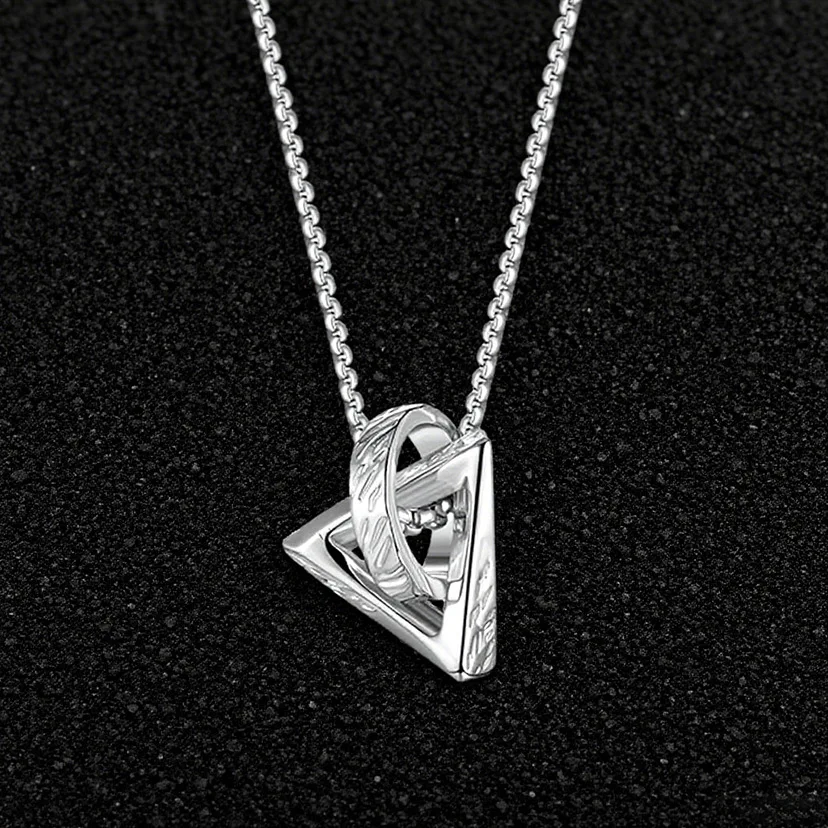 

Geometric Triangle Circle Pendant Necklaces for Men Boys, Minimalist Box Chain Necklace, Fashion Hip Hop Trendy Jewelry New
