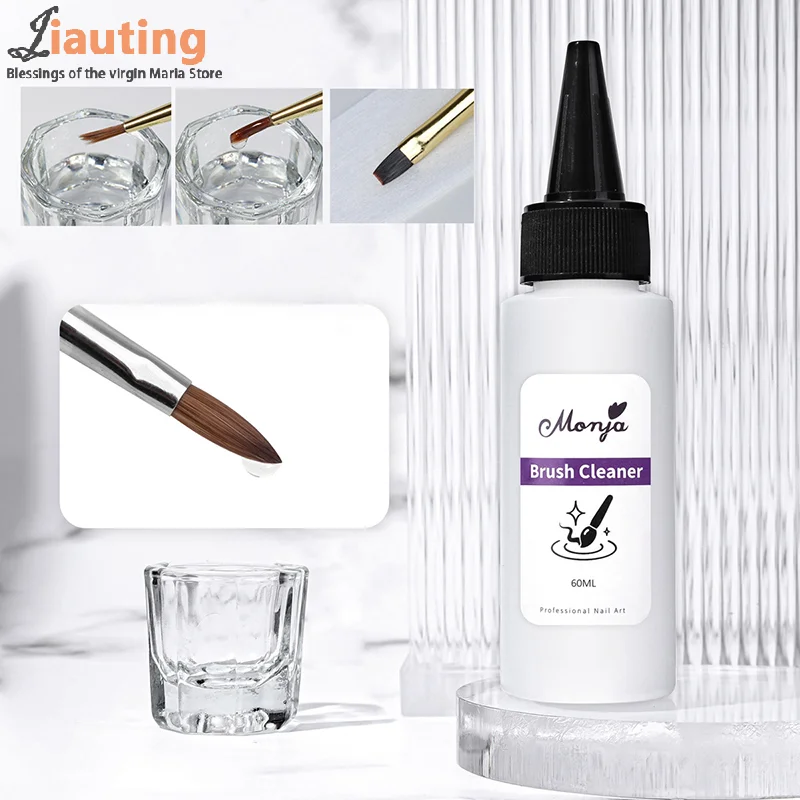 منظف فرشاة الأظافر مزيل السائل جل الأشعة فوق البنفسجية من الأكريليك مزيل الشحوم السريع أداة تنظيف العناية بالأظافر الاحترافية 30/60 مللي #4