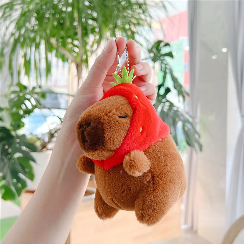 Kawaii Capibara Plushies Keychain Toys Cartoon Pendant Soft Stuffed Dolls Keychains Backpack Car Bag Key Rings Decor Kids Gifts
