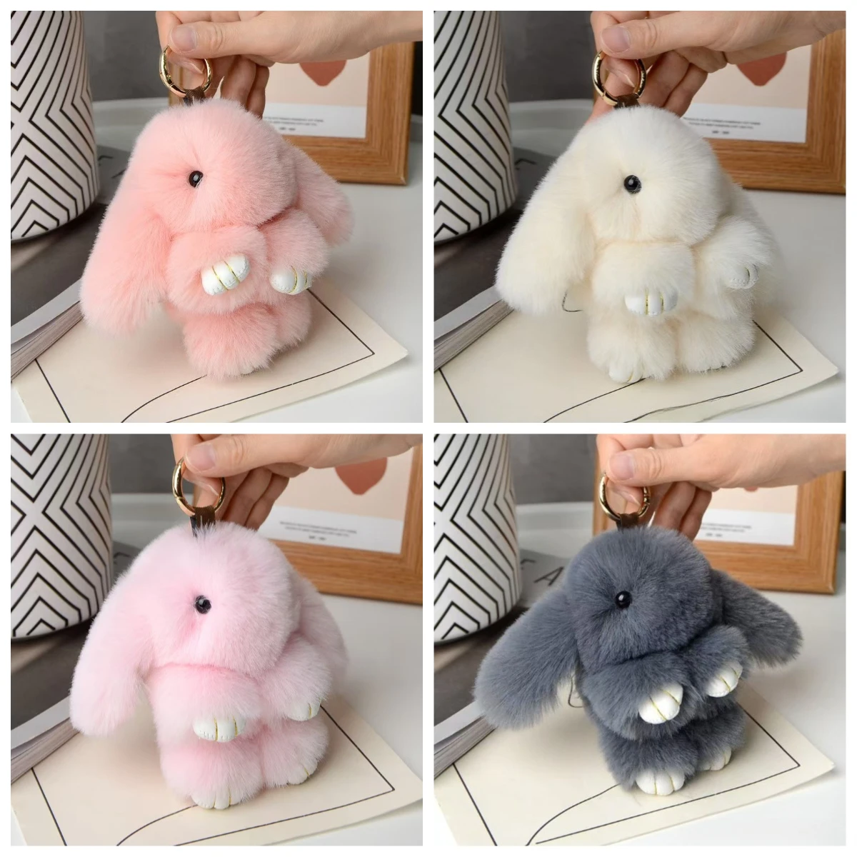 Llavero Decorativo para Bolsa, Varios Juguetes de Llavero, NUEVO 2026, Peluche de Conejo de Imitación de Angora, Colgante de Conejo, Conejo Muerto
