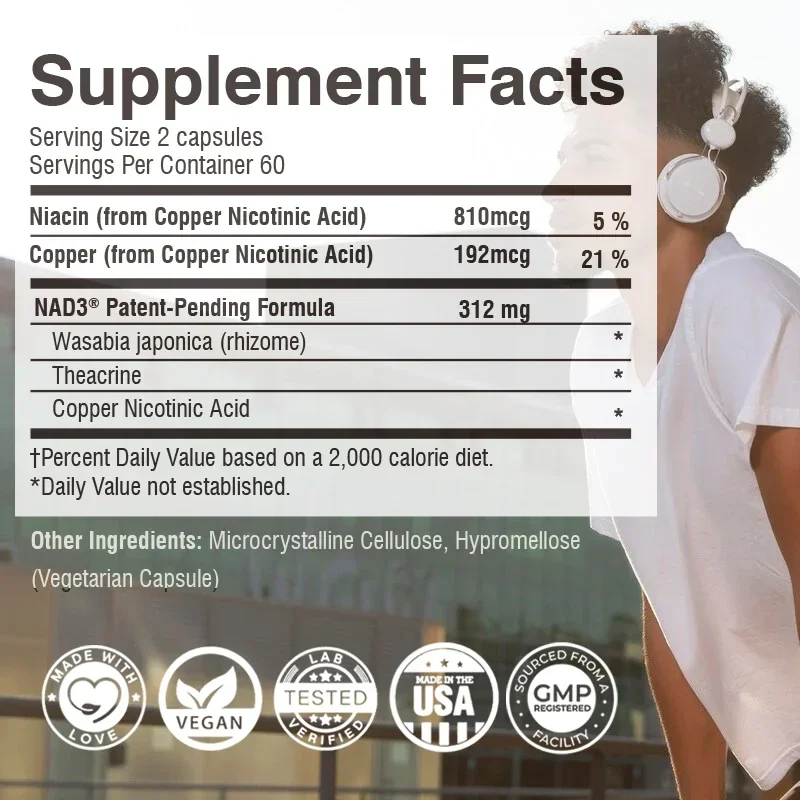 NAD Capsules - Natural Energy Supplement, Anti-aging, Promotes Cell Health and Enhances Immunity