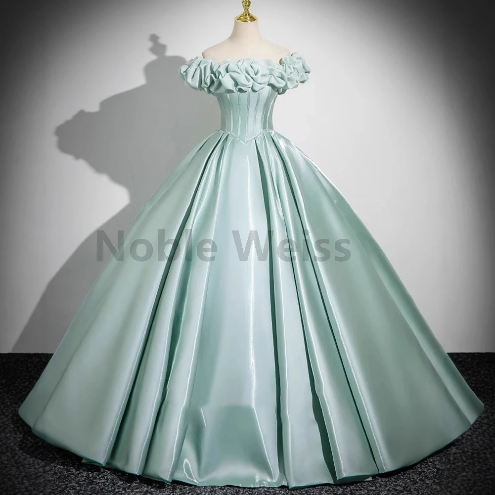 فساتين Quinceanera بدون أكتاف بطول الأرض من الأورجانزا على شكل حرف A فستان سهرة أنيق للنساء حسب الطلب