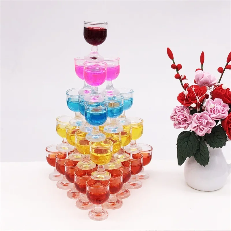 5pcs 1:12 Dollhouse Mini Red Wine Glass Miniature Items Cocktail Doll House Accessories Kitchen Bar Party Decorations Drink toys