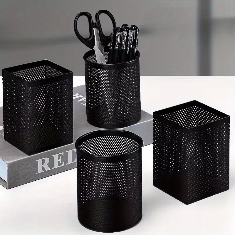 Large-Capacity Metal Stylish Pen Holder - Creative Office Desk Organizer for Supplies and Accessories