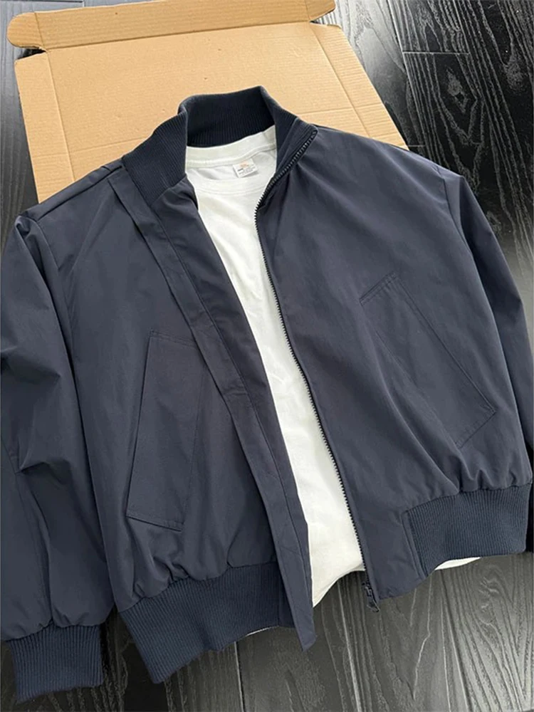 

Cleanfit Blue American Sle Flight Jaet Men's Autumn High Sensation Workwear Baseball orm Trendy Brand Stand Collar Coat