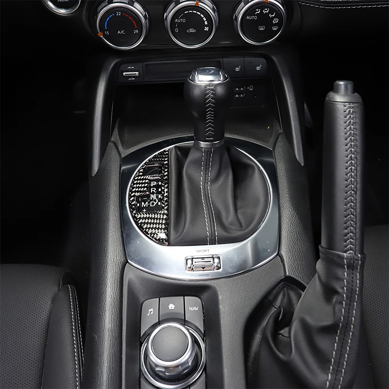 1piece set soft carbon fiber For Mazda MX-5 Fiat 124 Abarth 124 2016+car center control gear indicator frame sticker accessories 4
