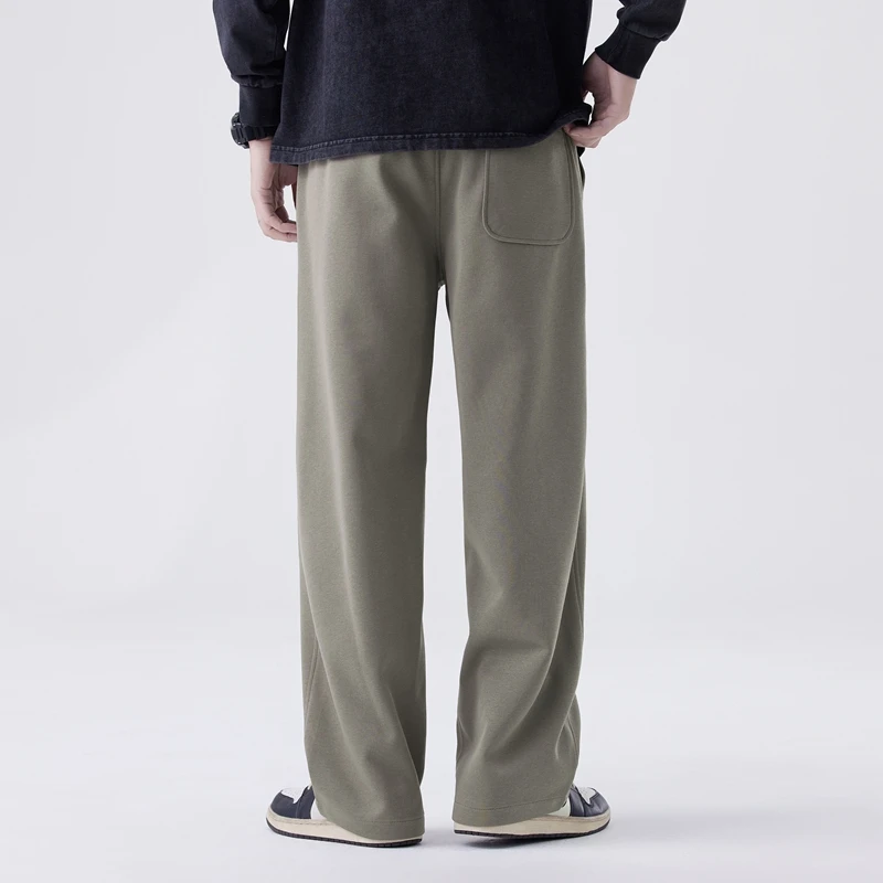 Men's Casual Straight Sports Trousers Hong Kong Style Loose to Wide-footed Trousers