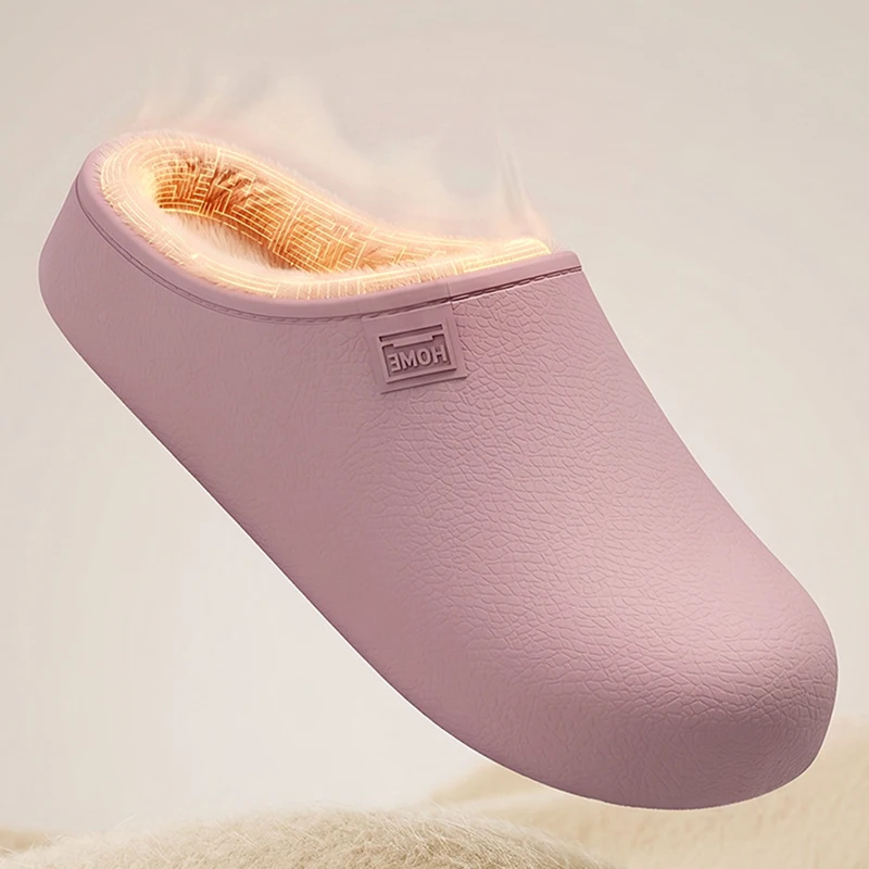 Wasserdichte Baumwollpantoffeln für Damen, Leicht, Rutschfest, Fleecefutter, Warme Hausschuhe, Bequeme Outdoor- und Indoor-Paarschuhe – Detail 5
