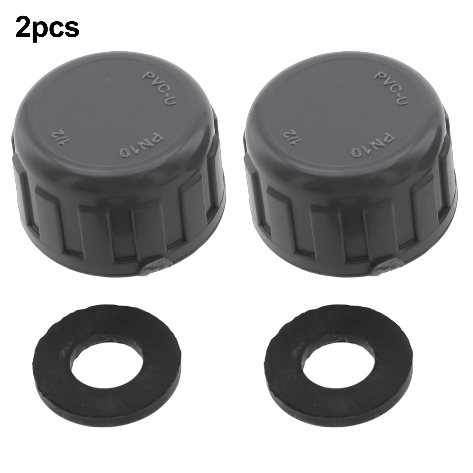 2pcs Pipe PVC Threaded Cap Round Female Thread Hose Connector With Rubber Seals Threaded Cap Home Improvement Hardware Fasteners