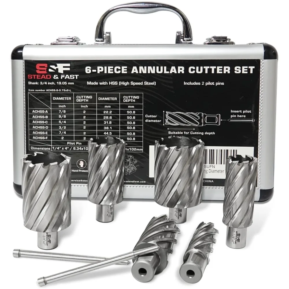 

Cutter Set, 2 inch Depth of Cut, 2" Cutting Diameter, 3/4 Weldon Shank, Mag Drill Bits Kit