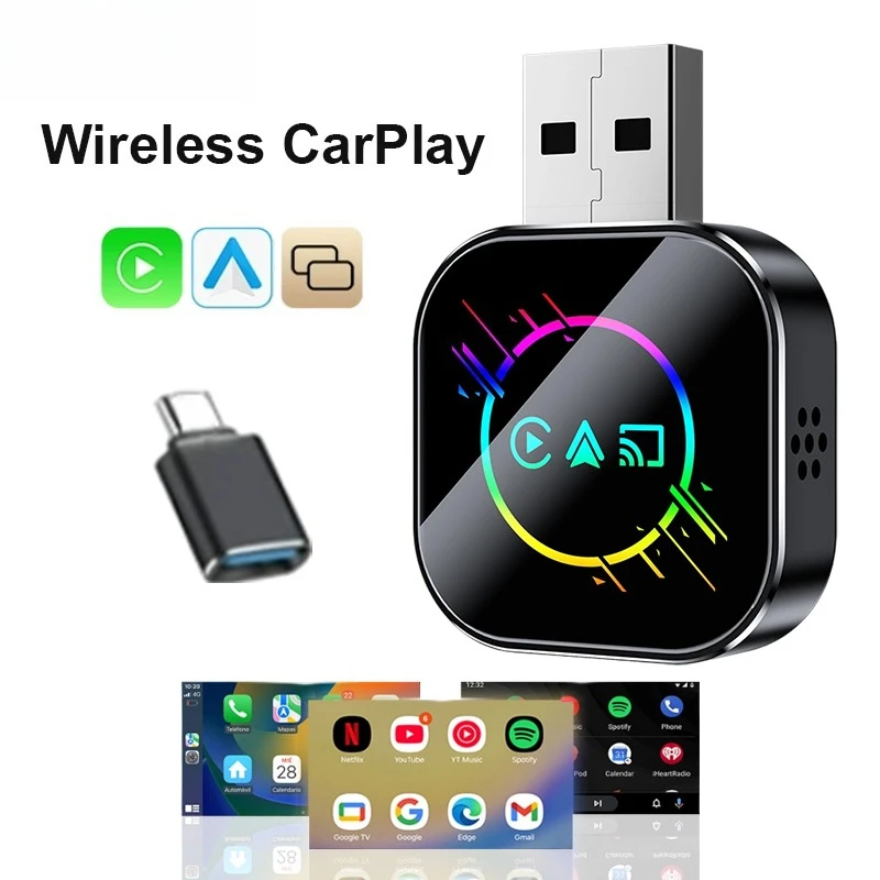 

Wireless CarPlay Apapter USB CarPlay & Android Auto 3 in 1,Carplay adapter mirror projection screen,אפל קאר פליי לרכב