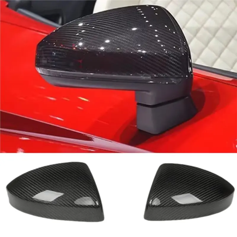 A19Q-Car Snap-On Rearview Mirror Cover Carbon Fiber Side Wing Mirror Cover With Holes For R8 2016-2021 TT 8S 2015-2021