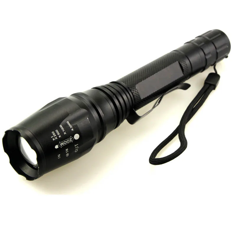 LED T6 LED flashlight 2000 lumen adjustable Portable Led torch Zoomable for 18650 rechargeable battery camping bike outdoor