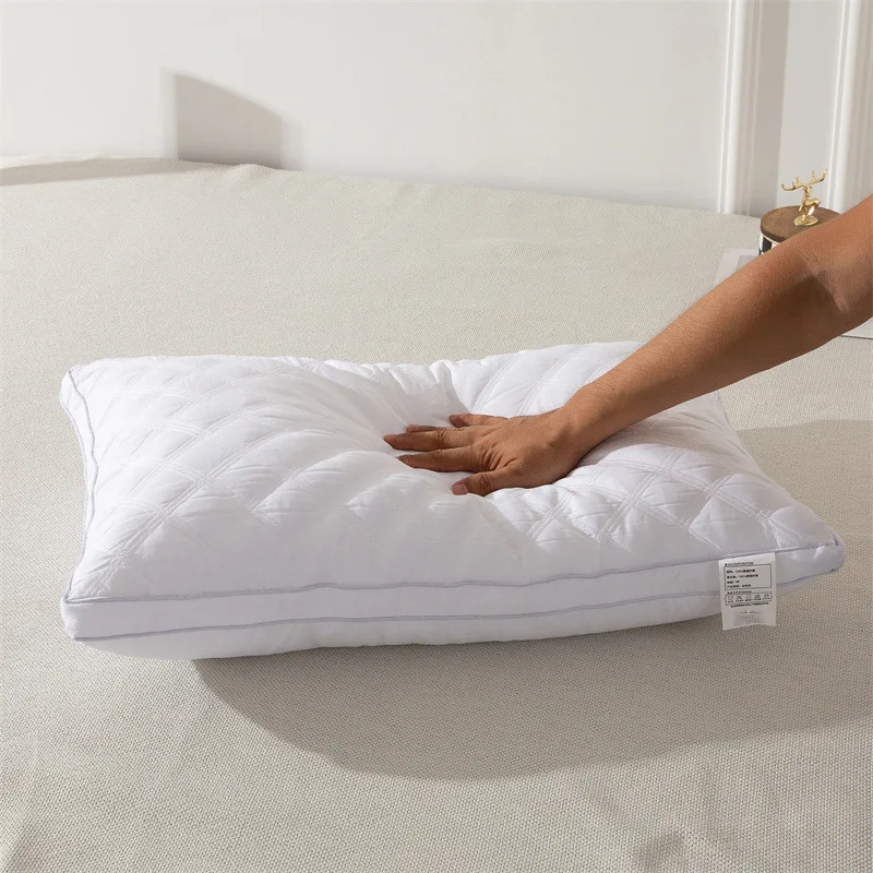 Hotel Specific White Small Square Three-dimensional Pillow with Quilted High Neck Protection Pillow Core Pillows for Sleeping