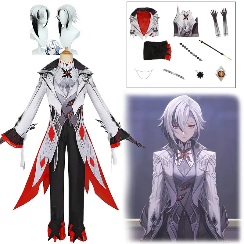 Genshin Impact Arlecchino Cosplay Costume Fatui Harbinger Wig Set Servant Snezhnaya Halloween Costumes For Women