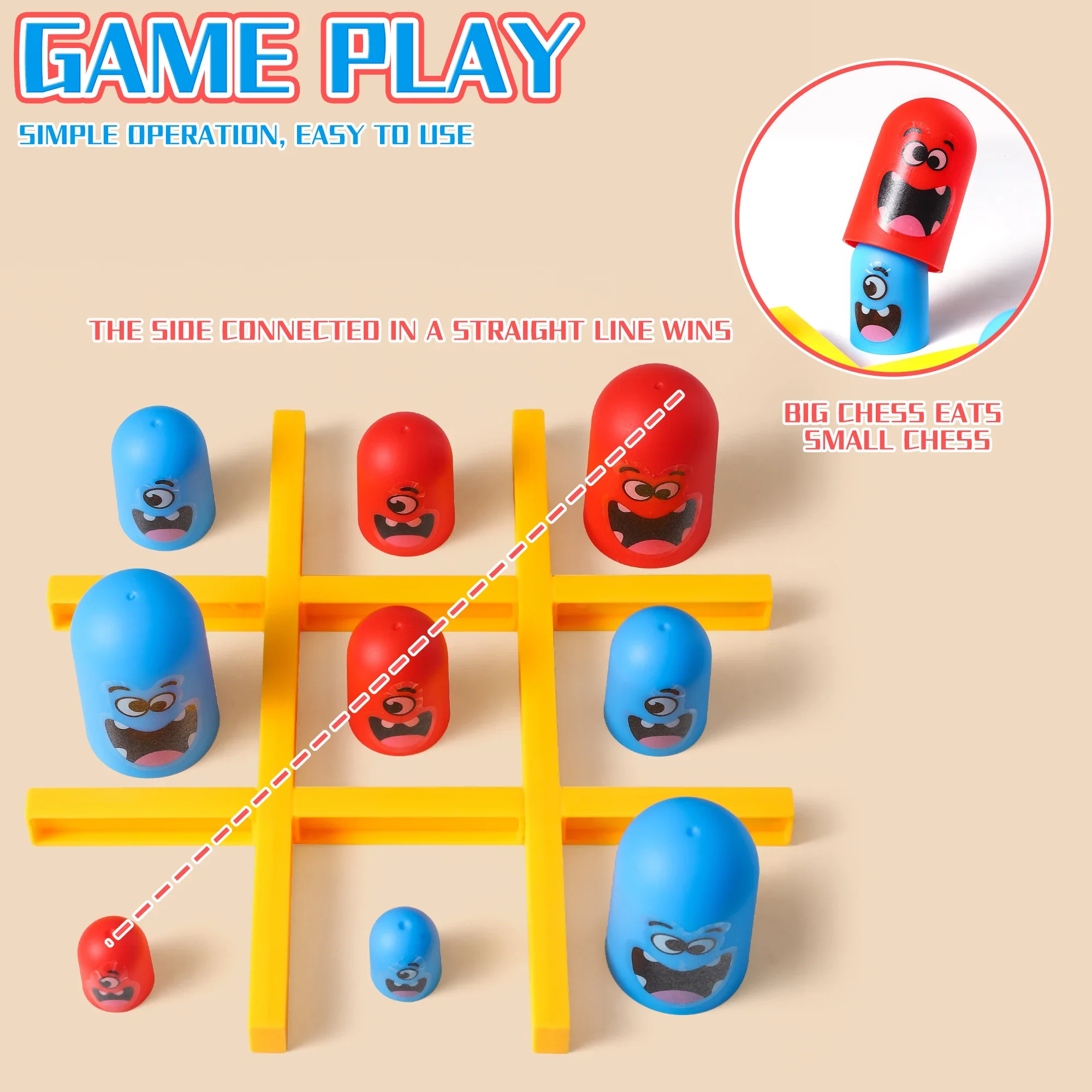 New Big Eat Small Tic Tac Toe Game Christmas Set Tic Tac Toe Family Game Gobblet Gobblers Board Game For Kids Christmas Toy Gift