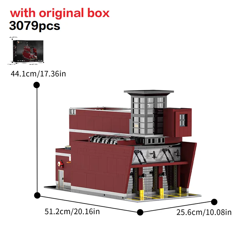 

С оригинальной коробкой MOC City Fire Brigade, строительные блоки, сборка пожарной машины, кирпичи, строительная модель, Рождественский подарок, 3079 шт.