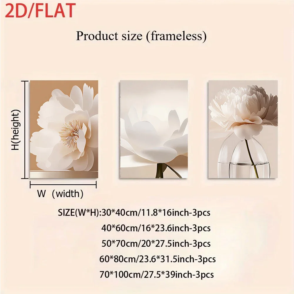 Multiple sizes 3pc frameless Canvas Painting modern minimalist living room decoration paintings, three piece frameless sofa back