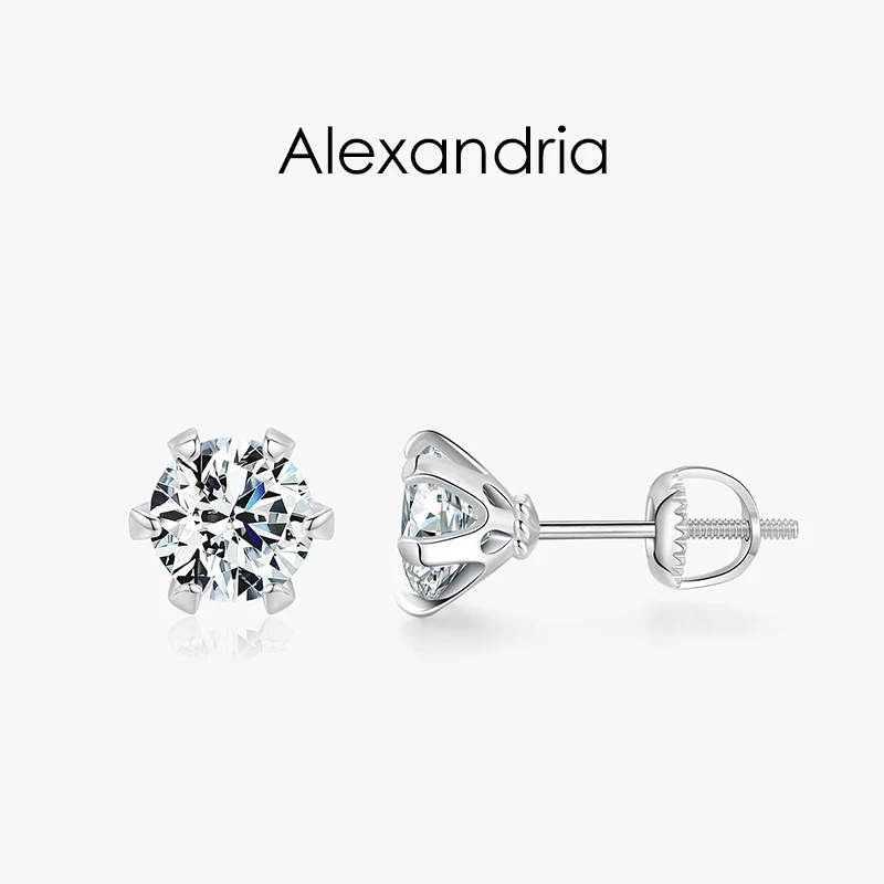 

925 sterling silver Earrings With 0.5 carat 1carat D VVS Moissanite Diamond Stud earrings With GRA certificate Wedding Girlfrien