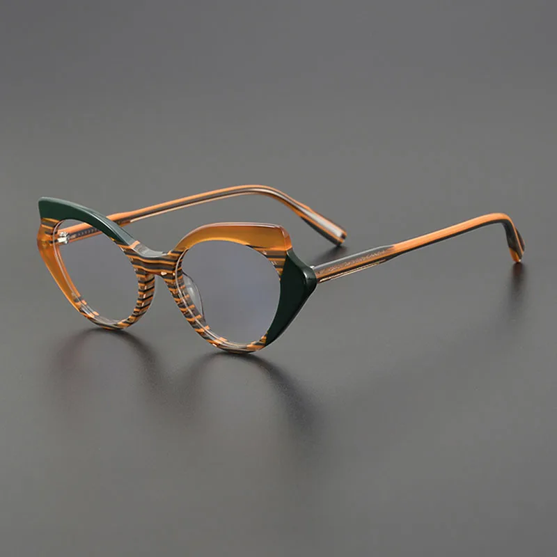 Big brand niche cat-eye retro multi-color spectacles frame female small face personality designer optical prescription glasses